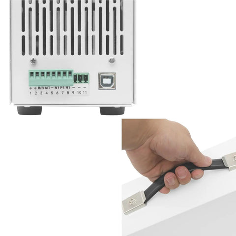 400W DC Electronic Load Tester With Single Channel USB Load Tester Battery Power Supply Analyzer Voltage Internal Resistance Tester ET5410A Top Notch Pro Grade Lab Quality For Battery Testing And Voltage Sweep Measurements, rear USB and terminal view