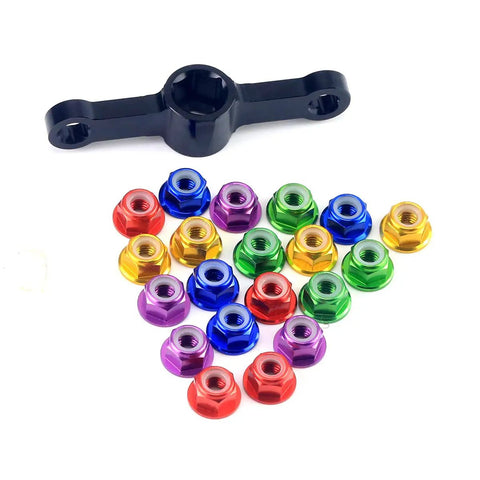 20Pcs M5 Motor Screw Nut Flange Set With Propeller Adapters And Quick Release Wrench CW CCW For RC FPV Racing Drones 2204 2205 2306 Motors Aluminum Alloy Lightweight Pro Grade Strength Build Must Have.