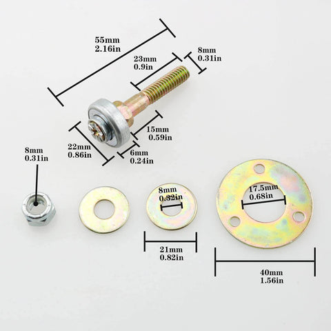 4Pcs Rocking Chair Bearing Connectors Kit M8x55mm Heavy Duty Metal Hardware Screws And Fittings For Furniture Use shown with dimensions