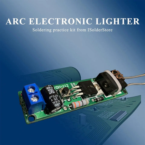 Starter Friendly Soldering Practice Kit With Electronic Lighter DIY Project Gear For Makers, green PCB with electronic components