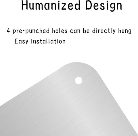 Close-up of pre-drilled hole on Built Tough Overhead Hoist Warning Sign 8 By 12 Inches Aluminum Rustproof UV Protected Wall Plaque