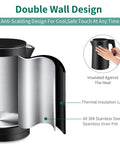 1.7 Liter Electric Kettle With Double Wall Stainless Steel Interior, Fast 1200W Boil, Auto Shut Off, Boil Dry Protection, Black