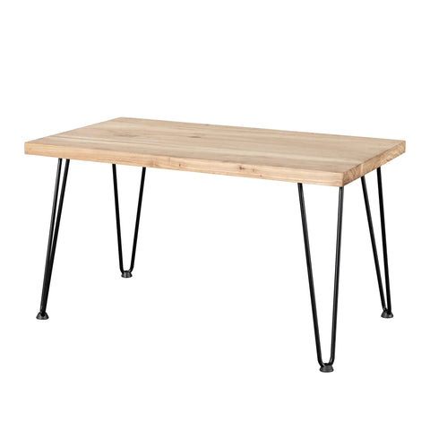 Wooden table with 12 Inch Hairpin Table Legs Set Of 4 With Black Floor Protectors, DIY Modern Desk And Outdoor Table Legs, Heavy Duty Metal Legs.