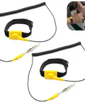 Two Pack Anti Static Wrist Strap Kit With 11 Inch Adjustable Band Alligator Clip And PU Cable for ESD protection