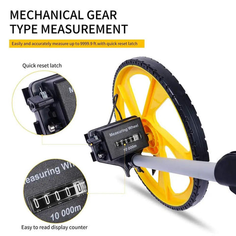 QERTYHKK Foldable Measuring Wheel Distance Measurement Tools Meter/Feet with easy reset latch and display counter.