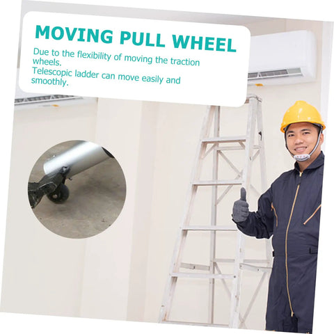 Retractable Caster Wheels For Heavy Duty Telescopic Ladders Machined From Solid Aluminum Alloy Ensuring Smooth Rollin Glide And Zero Sweat Assembly To Level Up Your Extension Ladder Setup