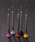 Watch Repair Screwdriver Kit With Color Coded 3 Piece And 1 Piece Set, stainless steel heads, shown on a black surface.