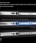 Detail of drawer tracks on 7-Drawer Rolling Tool Cart On Wheels With Lock Mobile Tool Storage Organizer For Garage And Workshop