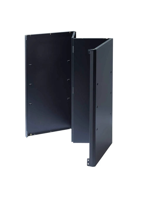 24 Inch Garage Wall Storage Cabinet With Heavy Duty 22 Gauge Steel Wall Mount Design Adjustable Shelf Reversible Door For Tool Storage Cleaning Supplies And Small Gear In Black - side view of cabinet open
