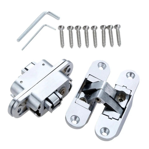 Built Tough Zinc Alloy Hidden Hinges For Furniture Pair Slick Invisible Concealed Folding Counter Door Right Side 23 X 95mm with screws and tools