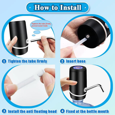 Installation steps for 5 Gallon Water Dispenser With USB Charging And On Off Switch, Electric Pump Jug Dispenser For Camping Travel On The Go