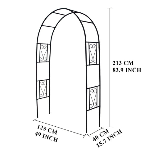 Powder Coated Iron Garden Pergola Arbor Built For Climbing Plants Pro Grade Trellis Archway All Weather Outdoor 83.9 Inches High