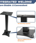 Heavy Duty Bench Grinder Stand With Vise Mount And Drill Press Ready Base Built Tough Shop Workhorse For Weekend Warriors With Sturdy Steel Construction And Comfortable Height, showing integrated welding and no assembly required.