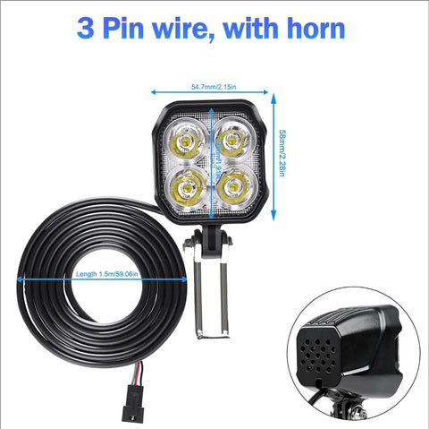 All In One Electric Bike Lighting Kit With 400 Lumen Front Headlight And Turn Signal Taillight With Brake Light, 24V 36V 48V Compatible, Handlebar Switch For Easy Night Rides