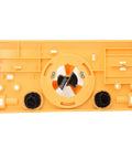 Yellow ABS plastic 35mm hinge boring jig kit for woodworking with central drill guide and 1/16 in bit