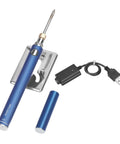 Cordless Soldering Iron With Built In 1100mAh Battery Portable Quick Heat Tool With Adjustable Temperature shown with stand and charger