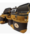 Heavy Duty Leather Framer Tool Bag Set In Coffee Brown Built For Pros With Reinforced Seams And Pro Grade Organization Left Or Right Handed Design