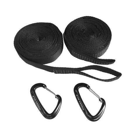 Double Travel Hammock Ultralight Parachute Nylon Two tree straps and two aluminum carabiners shown on white background