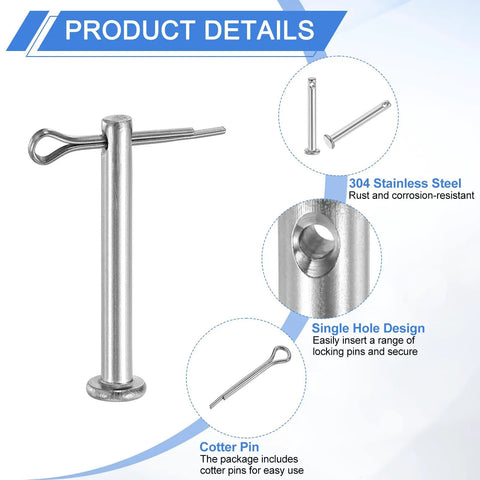 Top Shelf 8 Piece M3x25mm Single Hole Clevis Pins With Cotter Pins Heavy Duty 304 Stainless Steel showing rust-resistant design and pin details.