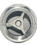Front view of Megairon 2-inch NPT female inline check valve, stainless steel