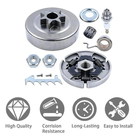 Beefed Up Chainsaw Clutch Assembly Kit For Stihl MS210 MS230 MS250 Saws With Worm Gear And Claws shown with components