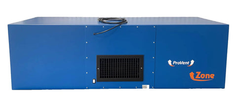 Heavy Duty Ceiling Mounted Air Cleaner Delivering 3000 Cfm Airflow Powered By A Rugged 3/4 Horsepower Motor, blue exterior.