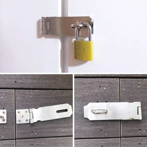 Two Pack Stainless Steel Gate Lock Hasp Set With Safety Packlock Clasp for doors, cabinets, heavy duty 5 inch silver rustproof