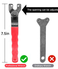 Universal Adjustable Pin Wrench For Angle Grinders With Lock Nut Grip Seven Point Five Inch Overall Length Fits From Three Eighths Inch To One And One Sixteenth Inch Hubs Rubber Dipped Handle For Comfort Replacement Tool For Angle Grinders Benches And