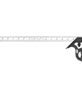 Killer Cast Iron Combination Square Measuring Tool With Slick Black Wrinkle Finish Reversible Lock Bolt Built In Spirit Level And Quick Read Imperial Graduations For Dead Nuts Accurate Layout Work In Any Pro Shop in profile view showing measuring ruler.
