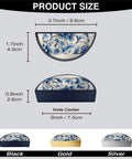 Vintage Blue Gold Floral Cabinet Handles Set 3 Inch Center To Center Semicircle Drawer Pulls showing dimensions and color options