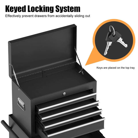 Badass Rolling Tool Chest With 6 Huge Drawers and Secure Locks, Detachable Storage Cabinet Built Tough for Garage, Glides on Smooth Universal Wheels and Includes Mounting Hooks to Keep Your Gear Locked And Loaded