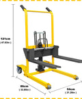 Built Tough Hydraulic Material Lift And Foldable Winch Stacker With Removable Steel Platform, 121 cm tall, heavy-duty yellow lift jack.