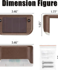 Heavy Duty Solar Deck Lights Outdoor 16 Pack Waterproof LED Step Lights dimensions shown with mounting screws and tape.