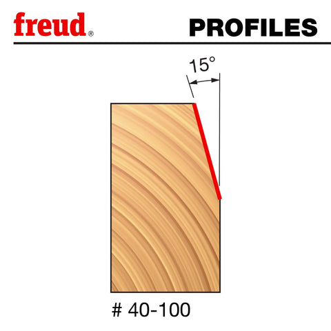 Chamfer Router Bit 23/32 Inch Diameter With 1/4 Inch Shank, 15 Degree profile illustration