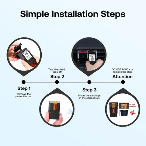 Installation instructions for 67XL Printer Ink Replacement For 67 Black And Color Ink Cartridges Remanufactured Combo Pack.