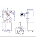 Technical drawing of 12V Gear Motor With 12mm Double Shaft Self Locking Reversible High Torque Speed Reduction, detailed dimensions shown