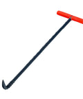 Heavy Duty 26 Inch Manhole Hook With T Shape Head For Lifting And Moving Manhole Covers Storm Drains And Septic Tank Lids Pro Grade 12mm Rebar Steel With Soft Rubber Anti Slip Grip In Bright Red, angled view
