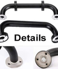 Two Pack 24 Inch Black Stainless Steel Shower Grab Bars For Bathroom Safety And Senior Support, close-up details view.