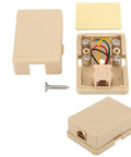 No Fuss Surface Mount Phone Jack Single Port With Four Internal Screw Terminals RJ11 6P4C Female Wall Plate Ivory two pack components.