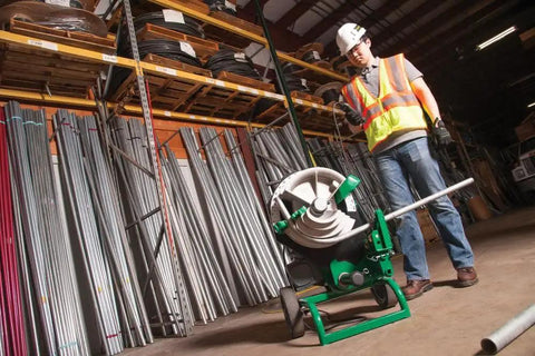 Greenlee 555C Electric EMT Bender With The 23803 Shoe Group For Efficiently Bending One Half To Two Inch Conduit And Pipe in use.