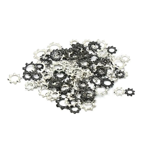 External Tooth Lock Washers Set 1000 Pcs Serrated Shakeproof Star Gaskets M4 Nickel Plating Black Zinc Hardened Steel