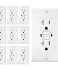 10 Pack GFCI Outlet 20 Amp With LED Indicator Tamper Resistant GFCI Receptacle UL Listed Includes Wall Plate And Screws