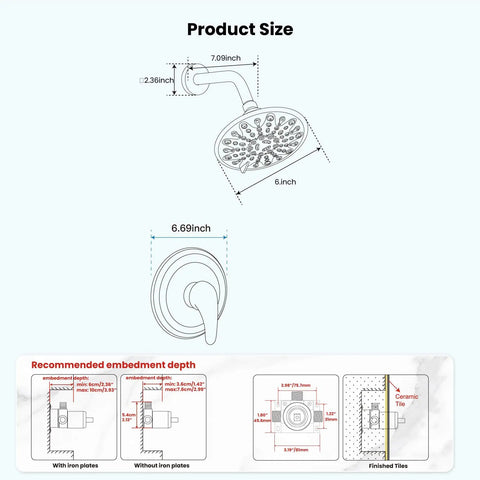 Top Shelf Matte Black Shower Faucet Set With Pressure Balance Valve Six Spray Modes Rainfall Showerhead Wall Mount Bathroom Fixtures Built Tough No Hassle