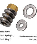 Rock Solid Brass Spring Barrel Nut Assembly For DE Pool Spa Cartridge Filters with one nut, one spring, and two seals.
