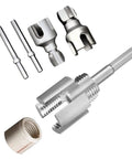 Heavy Duty Pvc Pipe Threader Kit For 1/2 And 3/4 Inch Pipes internal and external threading tools with drill adapter.