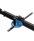 Top Shelf Table Saw Miter Gauge With Dead On Micro Adjustable Flip Stop, Extended Track Fence, Quick Angle Lock, Killer Precision For Woodworking Crosscuts And Joinery, showing adjustable parts and blue circular stop.