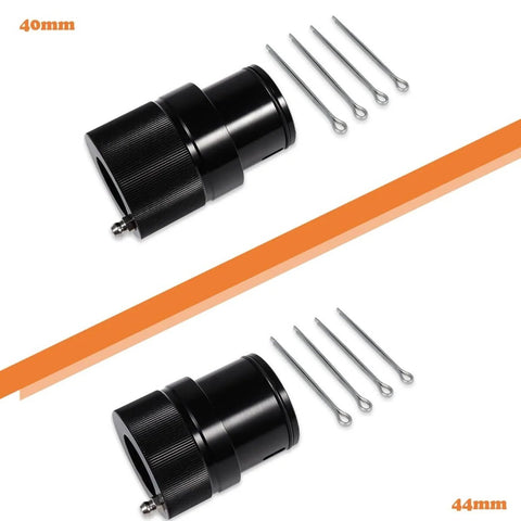 40mm And 44mm Front And Rear Wheel Bearing Greaser Tool Kit For Polaris ATV UTV SXS, shown with components in black metal