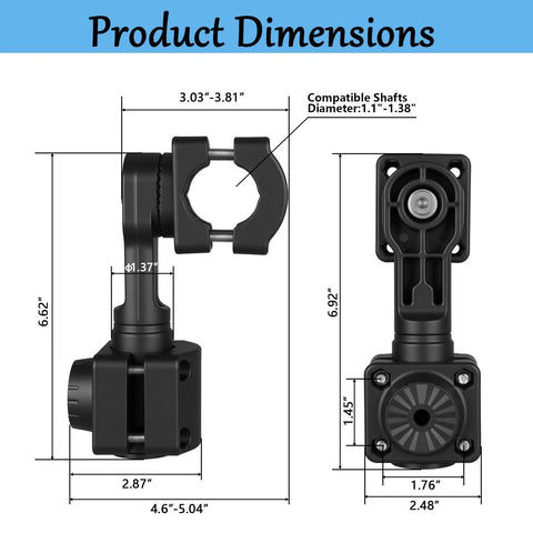 Zero Degree Perspective Mount For Trolling Motor Shafts And Poles Compatible With LVS34 Transducers dimensions diagram