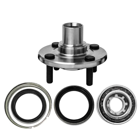 Front Wheel Bearing And Hub Assembly Pair For 1988 To 2002 Toyota Corolla, 1998 To 2002 Chevy Prizm, And 1993 To 1997 Geo Prizm 4 Lug Non ABS Hub Repair Kit OEM Grade Quality For A Safer Smoother Ride, showing components