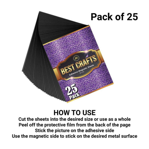 Adhesive Magnetic Sheets For Crafts And Pictures, Flexible 20 Mil Magnets With Strong Adhesive Backing, 8x10 Inch Size, Pack Of 25